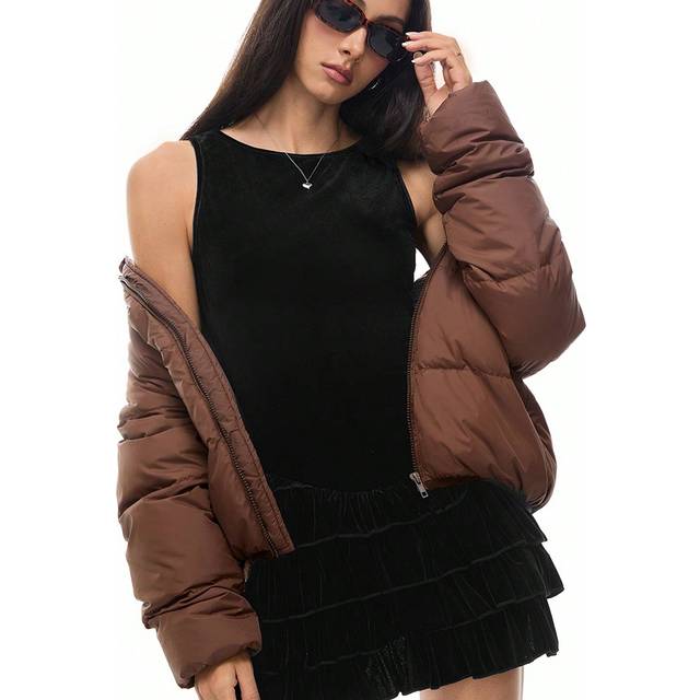 SHEIN Women&#39;s Summer Solid Color Round Neck Sleeveless Multilayer Ruffle Hem Elegant Dress