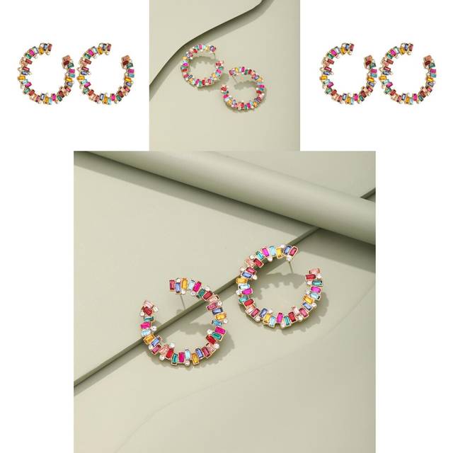 Gold Chic Zircon Geometric Earrings For Women Perfect For Weddings Birthdays And Gifts