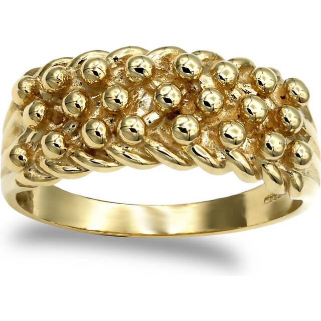 (P) Jewelco London Men's Solid 9ct Yellow Gold 3 Row King George III Keeper Guard Rope Edge Ring - JRN080