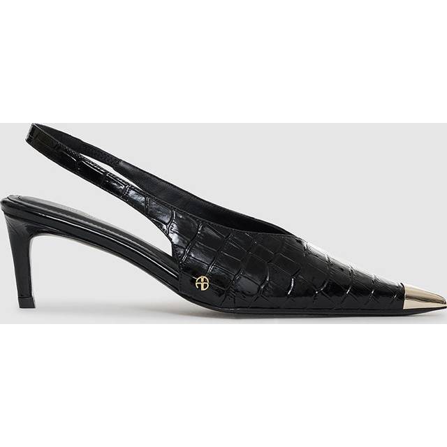 Nina Heels With Metal Toe Cap - Black Embossed 36