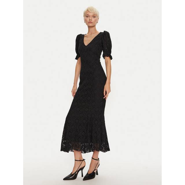 Rotate Lace Puff Sleeve Dress Svart 40