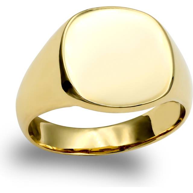 (Q) Jewelco London Men's Solid 9ct Yellow Gold Square Cushion Signet Ring