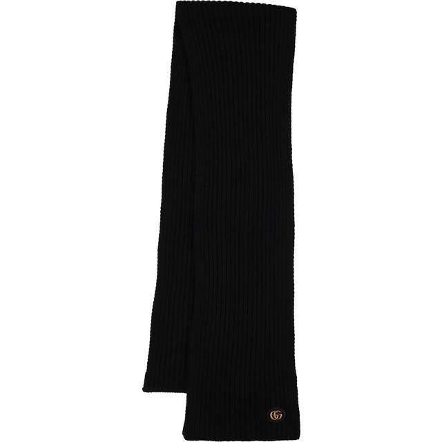 GUCCI Wool Knit Cashmere Scarf - Black