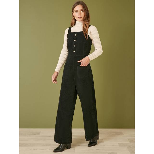 Yumi Black Cord Stretch Dungaree Style Jumpsuit - Size 16 UK - Yumi