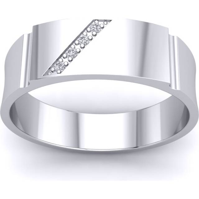 (Z) Jewelco London Mens Platinum Plated Sterling Silver Rectangular ID Bar Diagonal Signet Ring - GVR930