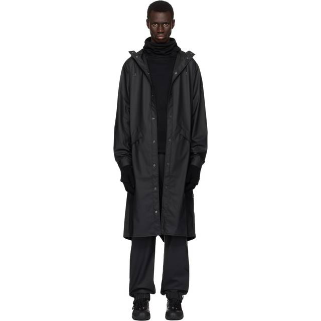 Rains Faux Leather Longer Jacket - XS - Black