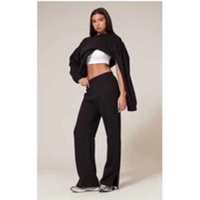 Black Flared Split Hem Joggers, Black - 14