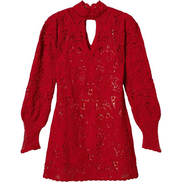 TWINSET - floral crochet mini dress - women - Wool/Acrylic - L - Red