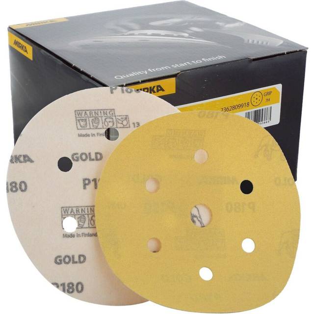 "Mirka Gold Hook-It DA Sanding Discs  150mm 6"" 180 Grit 6+1 Hole Sander Pads"