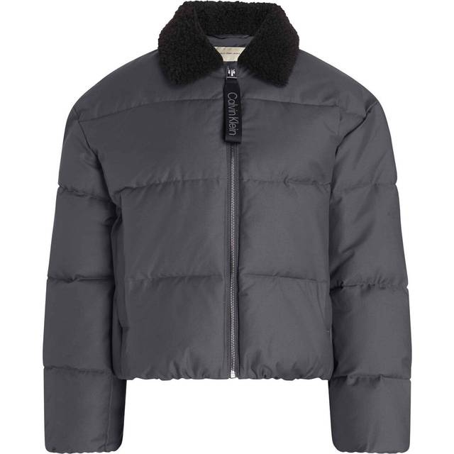 Calvin Klein Jeans Aviator Padded Jacket - Grey, Grey, Size M = Uk 10, Women - M = UK 10