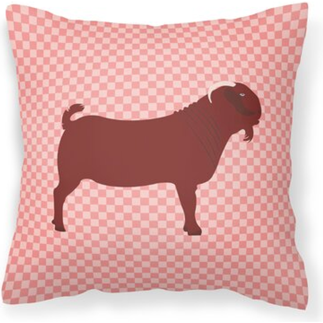 Caroline's Treasures BB7891PW1818 Kalahari Red Goat Pink Check Outdoor Canvas Fabric Decorative Pillow  Multicolor