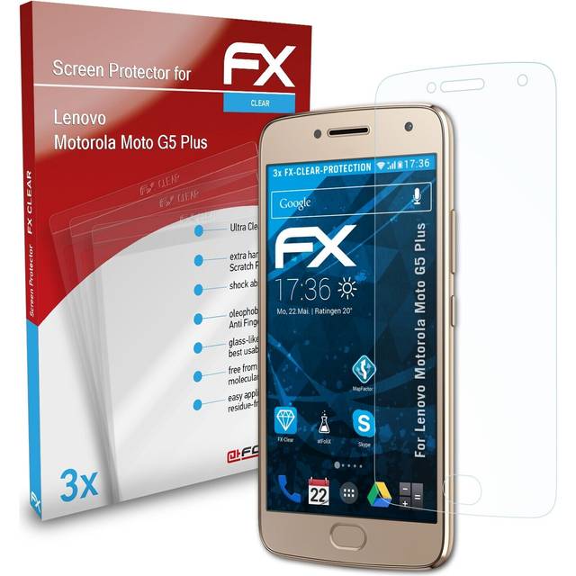 Atfolix 3x screen protector for lenovo motorola moto g5 plus clear