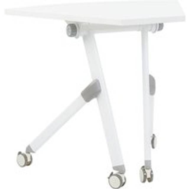 Beliani - Corner Modern Folding Desk with Casters Portable Mobile Table 90 x 64 cm Metal Frame White Bendi