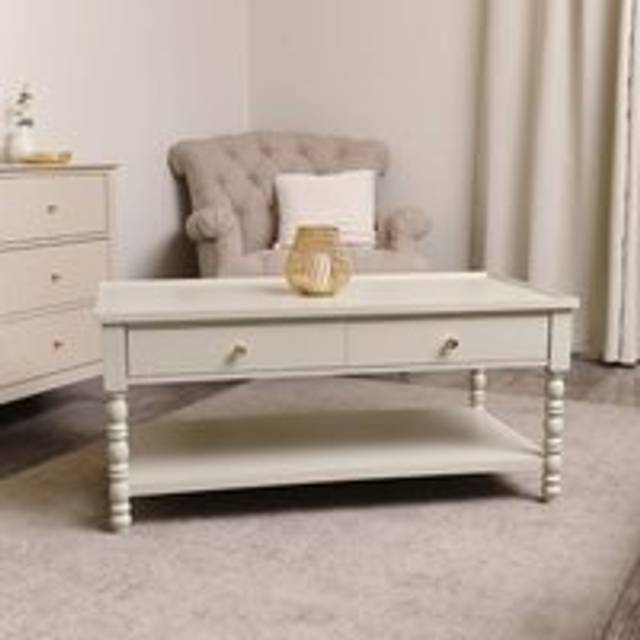 Large Pale Taupe Bobbin Bobble 2 Drawer Coffee Table Material: Furniture/Coffee Tables