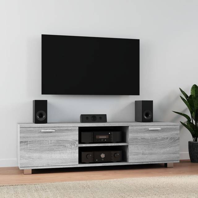tv-bord 140x40,5x35 cm konstrueret træ grå sonoma-eg