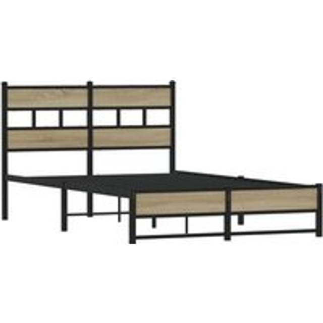 Metal Bed Frame without Mattress Sonoma Oak 120x190 cm Small Double Vidaxl