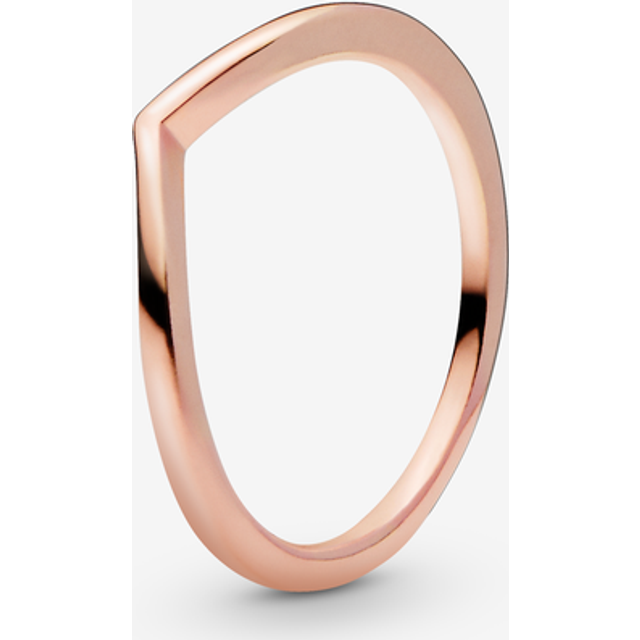 Pandora Polished Wishbone Ring - 14k rose gold plating - Sz. 62 - No color