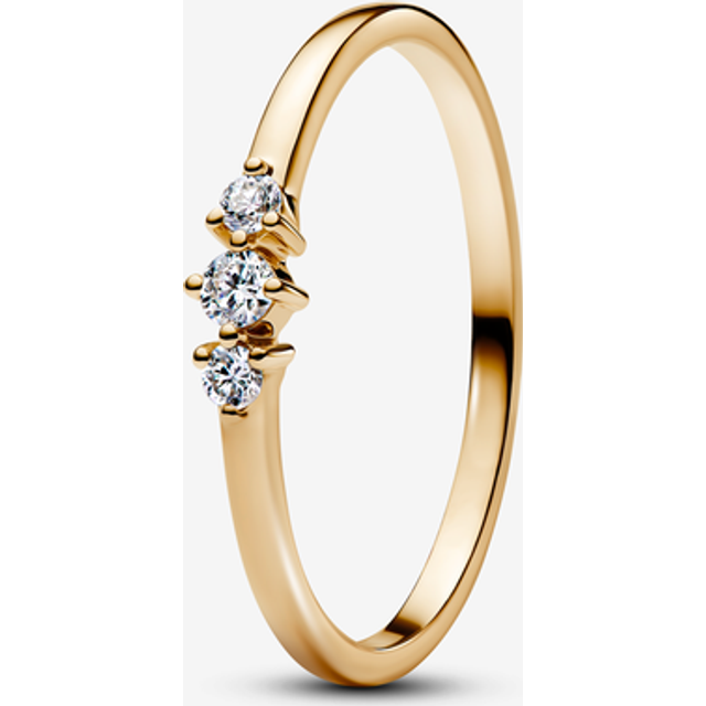 Pandora Era 14k Gold Lab-grown Diamond Triple Stone Ring - 14k gold / Lab-grown diamond - Sz. 54 - Clear