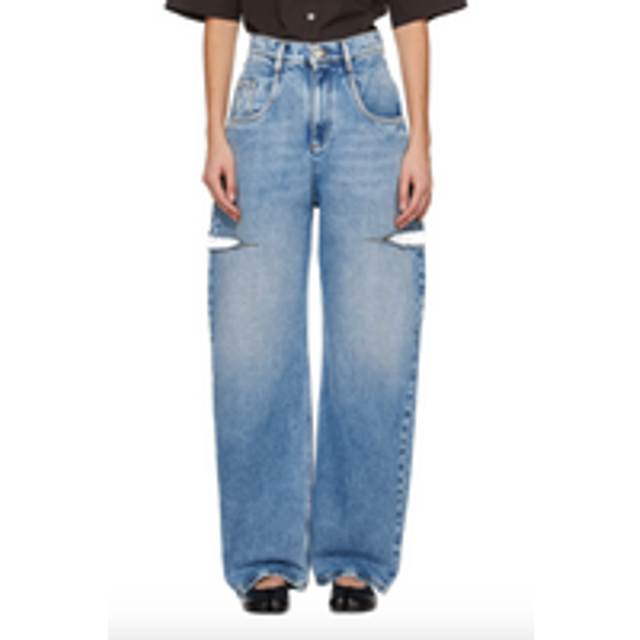 Slash-Sides Wide-Leg Denim Pants - DENIM - 40 IT (4 US)