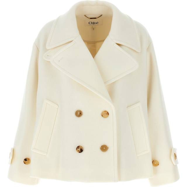 Double-Breasted Soft Wool Pea Coat - EDEN WHITE - 38 FR (6 US)