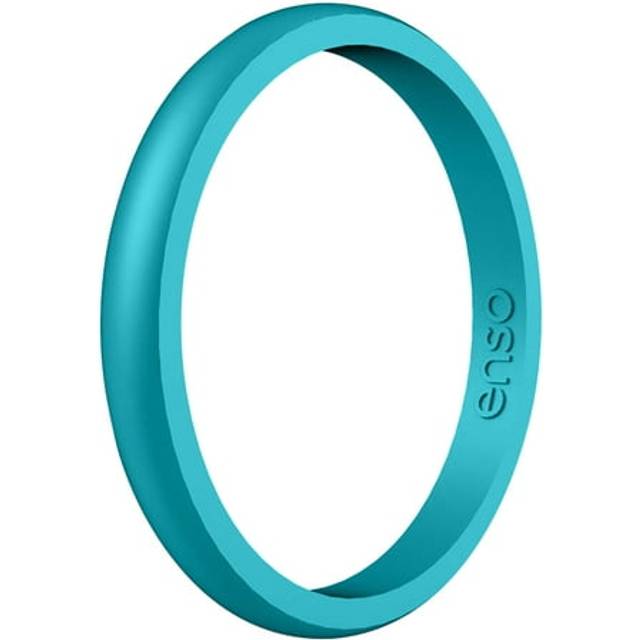 Enso Rings Halo Elements Silicone Ring - Stackable Wedding Engagement Band - Thin Minimalist Band - 2.54mm Wide, 1.5mm Thick - (Peacock Quartz-Infuse