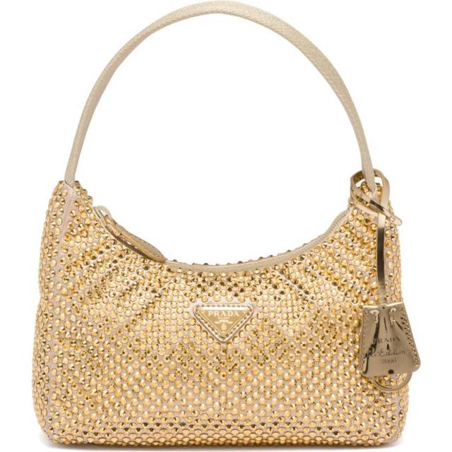 Prada - Re-Edition 2000 crystal-embellished mini bag - women - Crystal/Fabric/Silk - OS - Gold