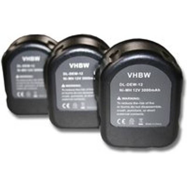 Vhbw - 3x Battery Replacement for Dewalt elu SBA55, DW9072, DW9071, DE9501, elu ezwa 49 for Power Tools (3000 mAh, NiMH, 12 v)