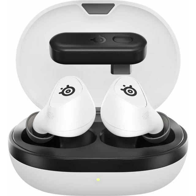 SteelSeries Arctis GameBuds™ för PlayStation – Trådlösa spelöronsnäckor – 2,4 GHz + BT5.3 – ANC/Transparency-läge – IP55 vattenbeständighet – 40 timmars batteritid -Trådlös laddning -PS5,PC,