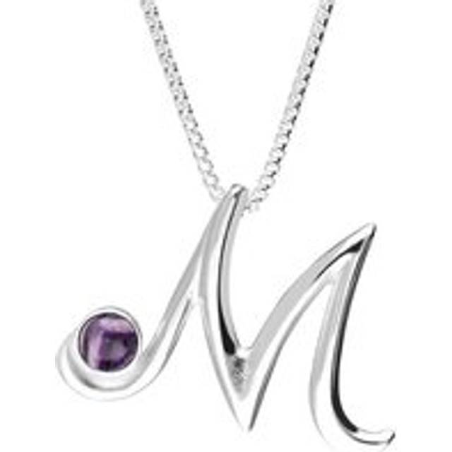 Sterling Silver Blue John Love Letters Initial M Necklace - Silver