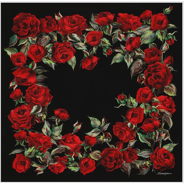 Dolce & Gabbana Silk Rose Print Scarf - One size