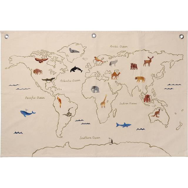 Ferm Living - The World Textile Map Off-White Ferm Living