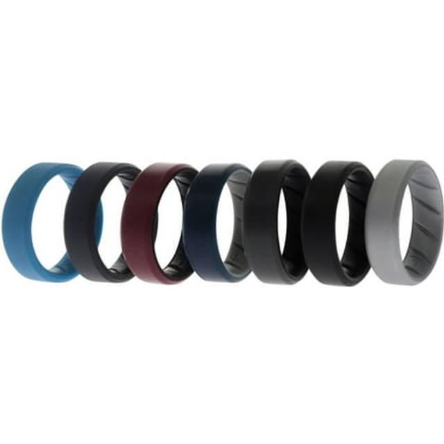 Silicone Wedding BR 8mm Edge Ring Set - Black by ROQ for Men - 7 x 12