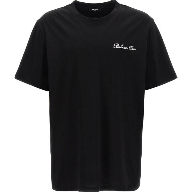 Balmain Black Loose 'Balmain' Signature Embroidery T-shirt - EAB NOIR/BLANC - XS
