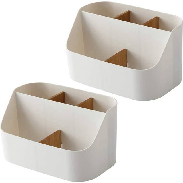 2X Desk Organizer Remote Control Holder Makeup Caddy Box for Home & Office