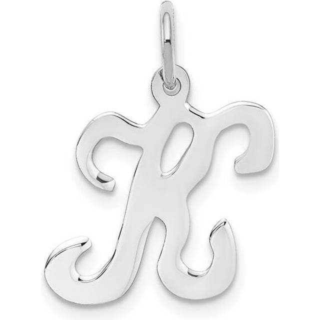 14K White Gold Script Letter K Initial Charm