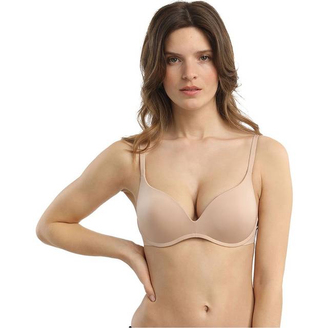 Dim Womens wireless push-up bra 007HE. Enhancement, support and a touch of elegance. - Beige - Size 32B