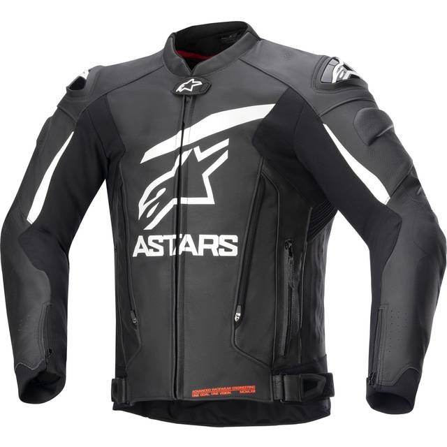 Alpinestars GP Plus V4 Motorcycle Leather Jacket, black-white, Size 50 for Men