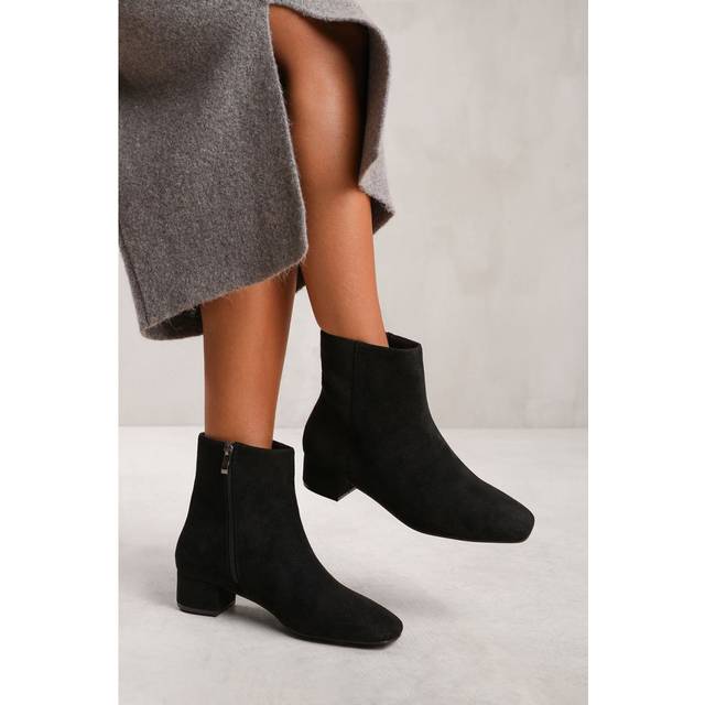Where's That From Wheres Womens 'Odetta' Low Block Heel Ankle Boot With Side Zip - Black - Size UK 3