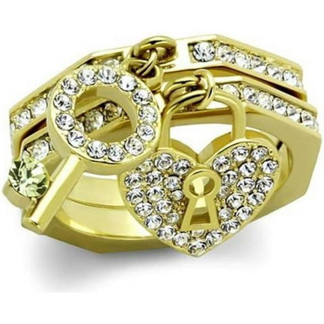 Alamode TK2127-6 Women IP Gold Stainless Steel Ring with Top Grade Crystal in Citrine Yellow - Size 6