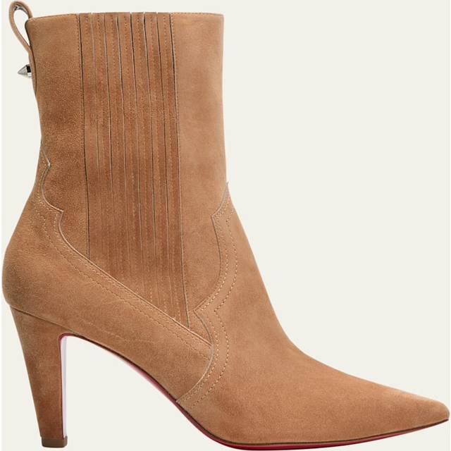 Christian Louboutin Womens Lionne Santigag Strass 85 Suede Heeled Boots Eur 37 / 4 Uk Women - LIONNE