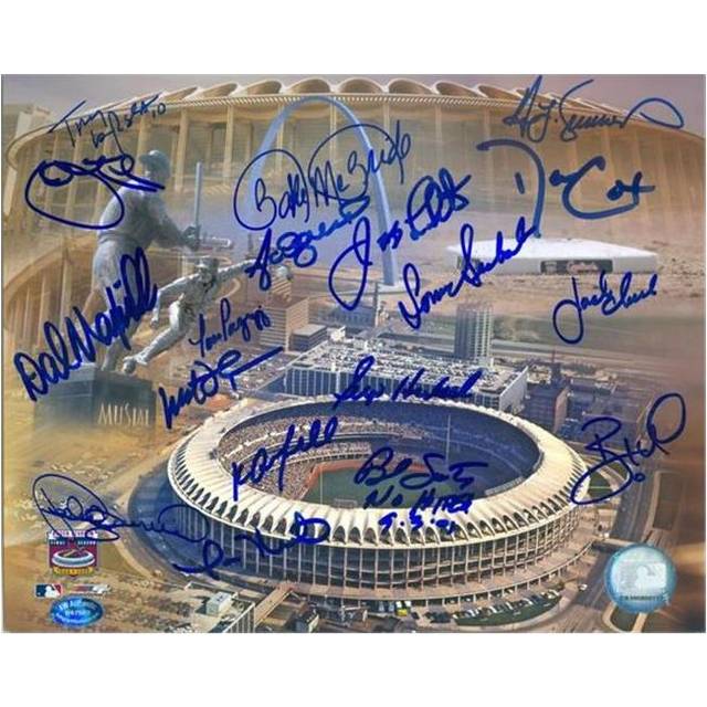 Autograph Warehouse 443134 8 x 10 in. Busch Stadium Autographed by 18 St.Louis Cardinals Legends Size No.1 Photo Frame