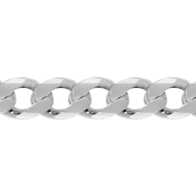 Jewelco London Men's Rhodium Plated Sterling Silver Diamond-cut Flat Curb 15.5mm Chain Bracelet, 9 inch 23cm - ACN006M-9