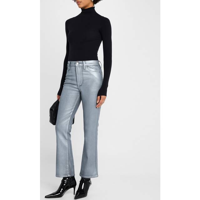 Claudine Metallic Kick-Flare Jeans - SILVER SHIMMER LUXE COATING - 25