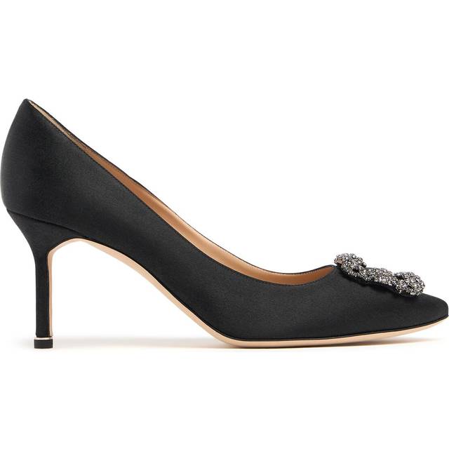 Manolo Blahnik - Hangisi 70 Crystal-embellished Satin Pumps - Black - IT 42