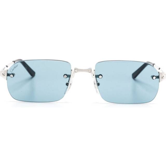Cartier Eyewear - Santos rectangle-frame sunglasses - unisex - Acetate/Metal (Other) - 56 - Silver