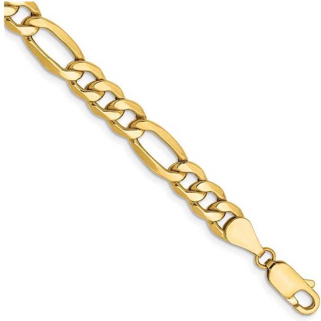 Quality Gold 10BC96-9 10K Yellow Gold 6.25 mm Semi-Solid Figaro 9 in. Chain Bracelet