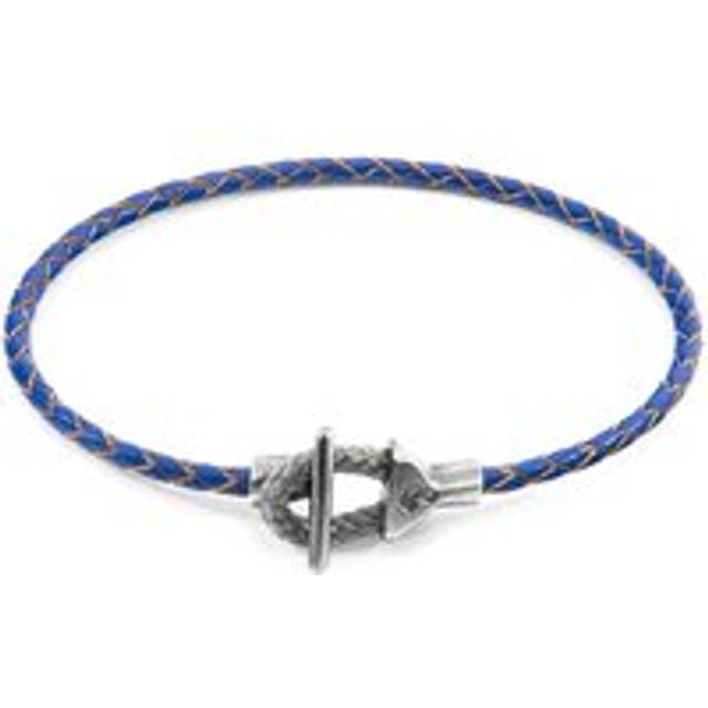 Cullen Silver and Braided Leather Bracelet - Blue - 21cm