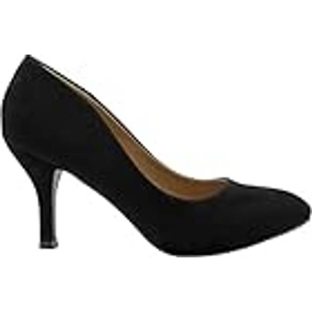 Where's That From Womens 'Paola' Mid High Heel Court Pump Shoes With Pointed Toe - Black - Size UK 4