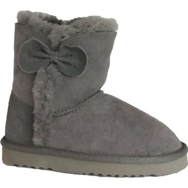 (1 UK, Grey) Eastern Counties Leather Childrens/Kids Coco Bow Detail Sheepskin Boots