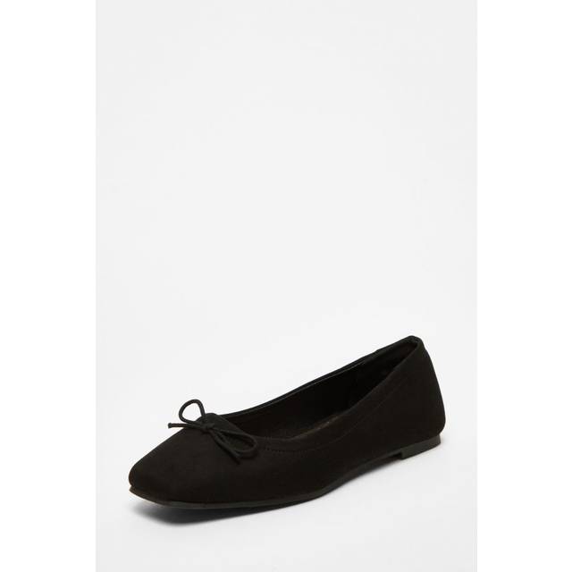 Quiz Womens Black Square Toe Flat Pumps - Size UK 3